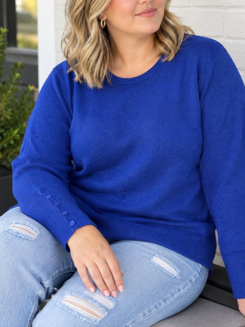 NWT JM Collection Royal Blue Fine Knit pullover XL sweater